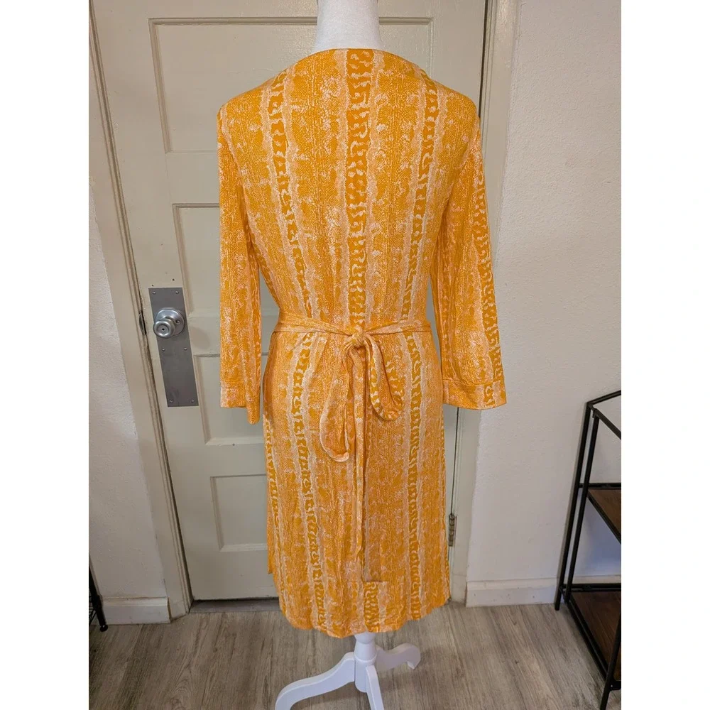 Diane von Furstenberg Y2K Vintage Julian Wrap Dress Orange White Size 10
